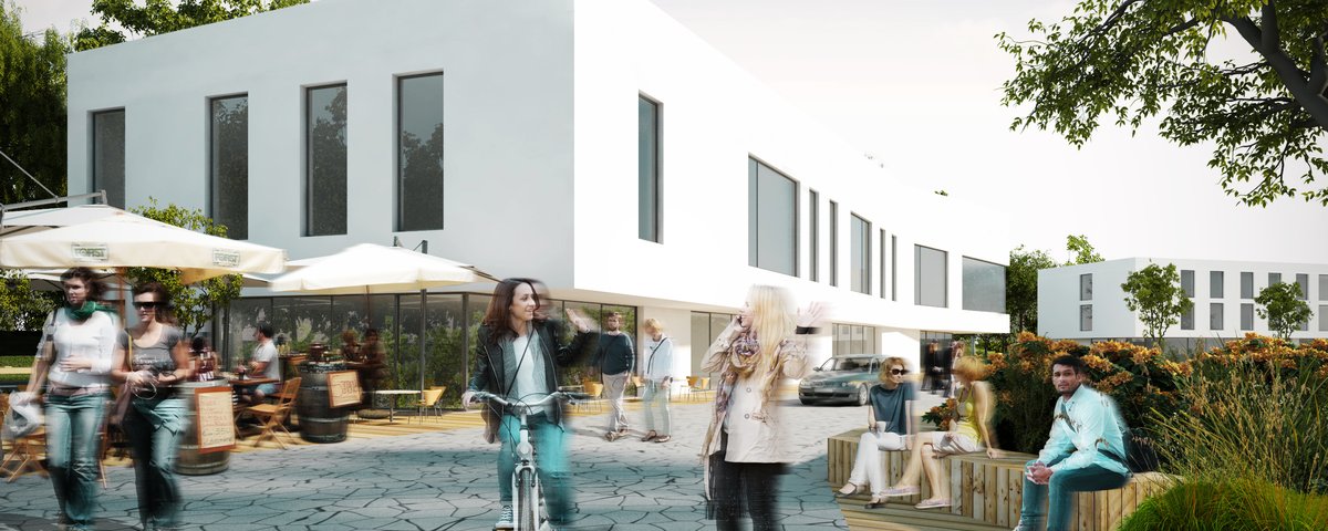 Simulation des fertigen Innovation Campus in Schwedt von außen